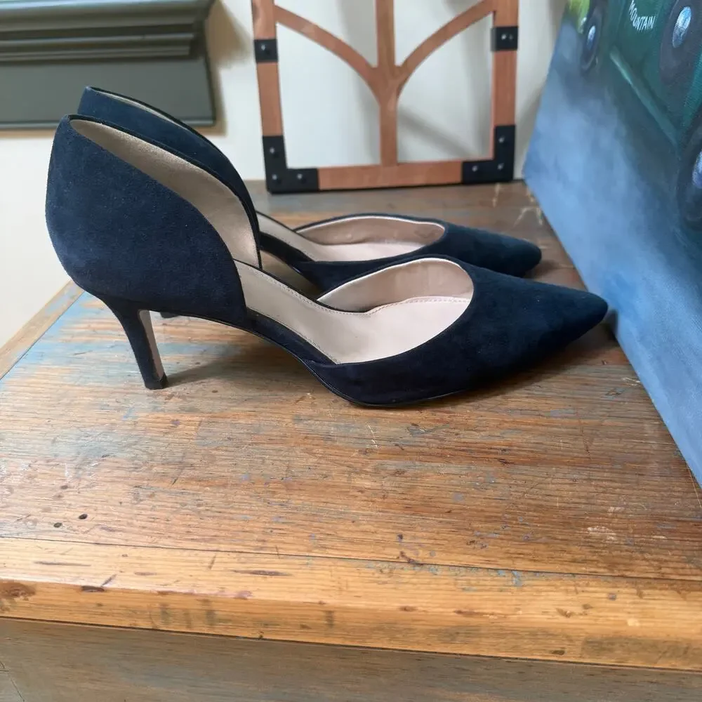 Essex Lane D'Orsay Blue Suede Pumps Shoes SZ 9.5 Classic Classy Boss Lady Work